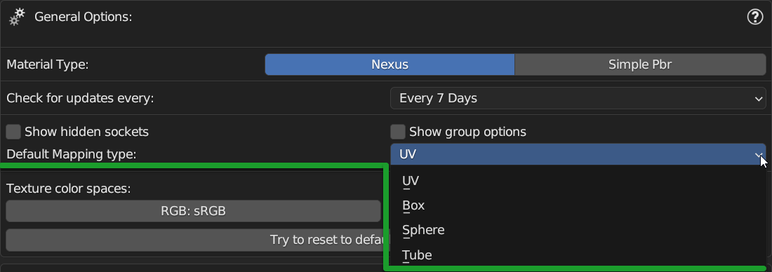 Preferences Default Mapping Type